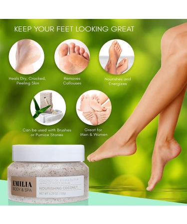Emilia Foot Scrub - Natural Organic Exfoliating Scrub with Dead Sea Minerals, Coconut Oil, and Shea Butter - Ideal for Feet, Body, Pedicure, and Cracked Heels - Buy Online on GoSupps.com