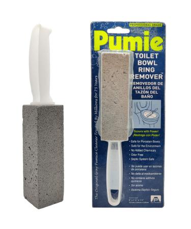 Pumie Toilet Bowl Ring Remover, TBR-6, Grey Pumice Stone with Handle, Removes Unsightly Toilet Rings, Stains from Toilets, Sinks, Tubs, Showers, Pools, Safe for Porcelain, 1 Pack