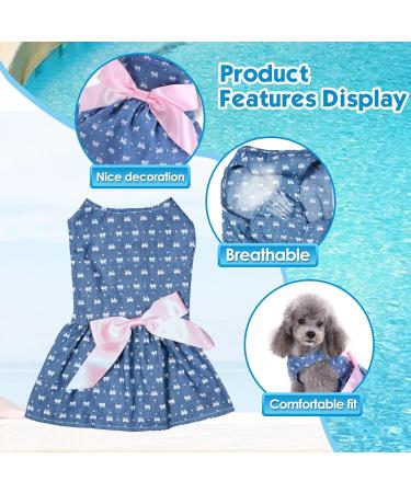 Petcute Elegant Bowknot Dog Dress - Summer Puppy Tutu with Beautiful Flower Design | XS Blue Dog Princess Clothing for Weddings & Special Occasions - Buy Online on GoSupps.com