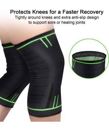 HHOOMY Kniebandage Compression Knee Sleeve - Elastic Sports Knee Protector for Running Walking Cycling & Basketball - Pain Relief Orthosis (L 42-47cm) - Buy Online on GoSupps.com