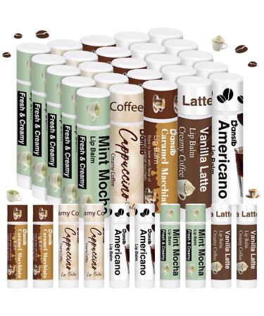 Dansib 50 Pack Coffee Flavor Lip Balms Bulk Coffee Lovers Gifts Cocoa Bar Party Favors Vanilla Latte Spring Party Gifts for Women Men Coworker Staff Employee