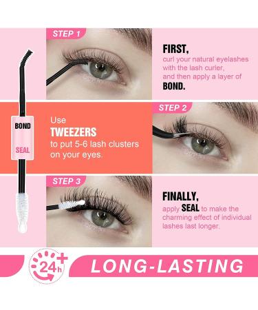 DYI Eyelash Extension Kit - Fluffy Individual Mink Lashes with Long-lasting Bond. Tweezers with Curved Serrated Tip. 8-16mm Extensions at Home by Eefofnn - Buy Online on GoSupps.com