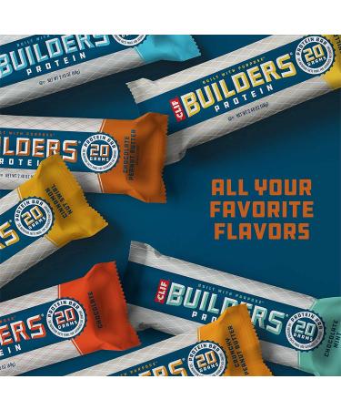 CLIF BUILDERS Protein Bars - Chocolate Peanut Butter, 20g Protein, Gluten Free, 12 Count (2.4 oz) - Buy Online on GoSupps.com