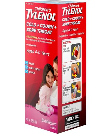 Buy Tylenol Children's Cold + Flu Oral Suspension - Bubblegum Flavor 4 Fl. Oz (Pack of 2) - Fast International Shipping - Buy Online on GoSupps.com