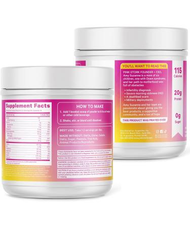Pink Stork Protein Powder for Women 20g Plant Based Protein Powder with Fiber + Superfoods Gluten Free Dairy Free Sugar Free Pregnancy Friendly Vanilla Protein Shake - 15 Scoops - Buy Online on GoSupps.com