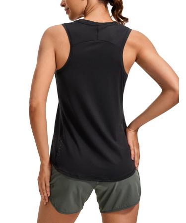 CRZ YOGA Lightweight Tank Top for Women Racerback Sleeveless Workout Tops High Neck Athletic Running Shirts Medium Black