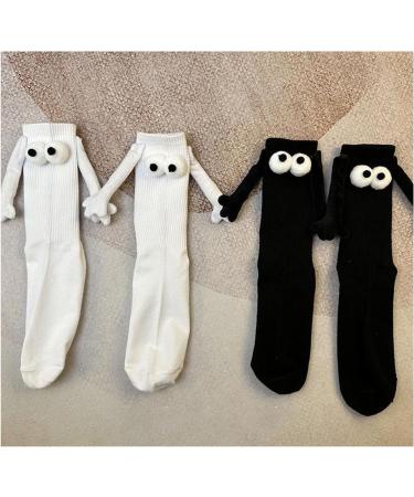 OYNAN Funny Magnetic Suction 3D Doll Couple Socks - Unisex Holding Hands - White+Black, One Size - Buy Online on GoSupps.com