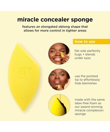 Real Techniques Miracle Complexion Sponge + Concealer Sponge Duo Makeup Blending Sponges For Foundation & Concealer Offers Light To Medium Coverage Natural Dewy Makeup Latex-Free Foam 2 Count 2 count (Pack of 4) Miracle Complexion Sponge and Concealer Spo - Buy Online on GoSupps.com