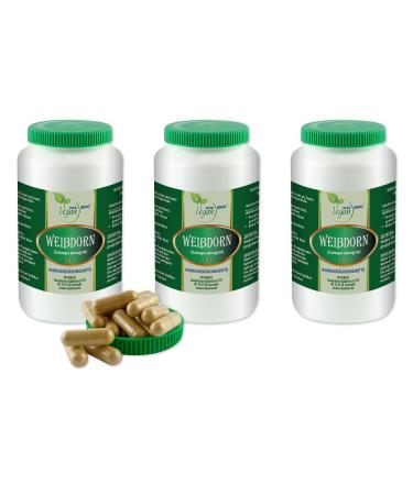Vita Ideal Vegan hawthorn - berries 3x 360 capsules - Crataegus Monogyna - Daily portion 1000mg of white thorn berries pure powder.Of course vegetable and without additives original from vitalideal.