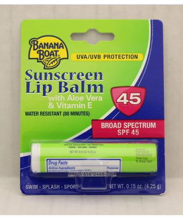 Banana Boat SPF 45 Lip Balm Sunscreen 0.15 oz (12 Pack) - Convenient Strip Packaging - Buy Online on GoSupps.com