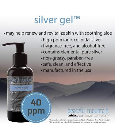 Peaceful Mountain Silver Gel - Colloidal Silver & Aloe Vera for Skin Relief - Non-Greasy Fragrance-Free - 3.5 oz - International Shipping Available - Buy Online on GoSupps.com