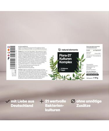 Flora 21 Cultures Complex - 21 Vegan Strains & Organic Inulin - 180 Gastrointestinal Capsules - Highly Dosed & Lab Tested - Made in Germany - Buy Online on GoSupps.com