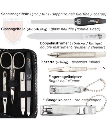 Buy Three Swords Roma 8-Piece Manicure Set | High-Quality Nail Care in Dotted Synthetic Leather Etui | Nail Scissors Clippers Tweezers & Glass Files - Buy Online on GoSupps.com
