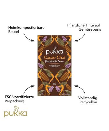 Pukka Organic Cacao Chai Tea - 80 Bags | Warm & Pampering Cocoa Cinnamon Cardamom | Pack of 4 - International Shipping Available - Buy Online on GoSupps.com