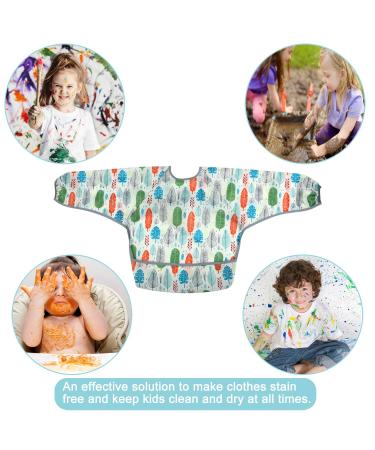 PandaEar Long Sleeve Bib 3-Pack | Smock Pocket Crumb Catcher Apron | 12-48 Months | Pack of 3 - Buy Online on GoSupps.com