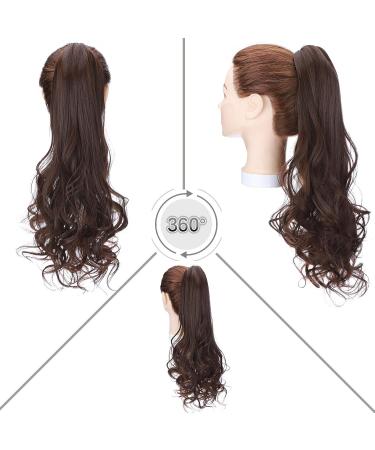 Ponytail Extension with Clip - 18 Heat Resistant Medium Brown Braid - Real Hair Look Smooth & Corrugated Styles - International Shipping Available - Buy Online on GoSupps.com