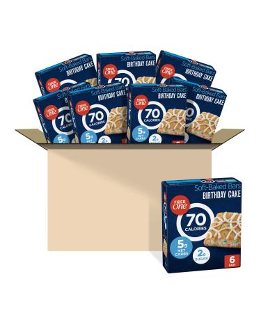 Fiber One Brownies, Birthday cake, 70 Calorie Bar, 5 Net Carbs, Snacks, 0.89 oz, 6 ct (Pack of 8)