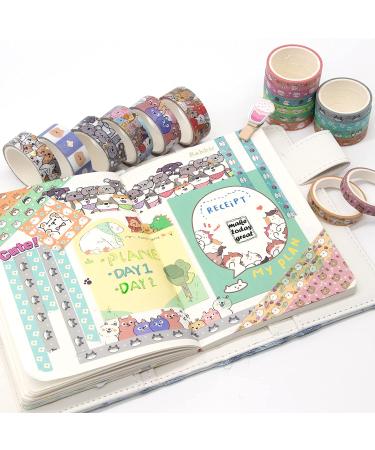 WAPETASHI Cute Washi Tape Set - 24 Rolls Kawaii Animals Gold Foil Decorative Masking Tape for Journaling, Scrapbooking, Kids Crafts & Gift Wrapping - Ideal for Aesthetic Supplies and Planners - Buy Online on GoSupps.com