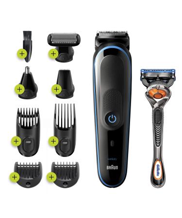 Braun Hair Clippers for Men 9-in-1 Beard, Ear and Nose Trimmer, Mens Grooming Kit, Body Groomer, Cordless & Rechargeable with Gillette ProGlide Razor, Black/Blue MGK 5280 - Buy Online on GoSupps.com