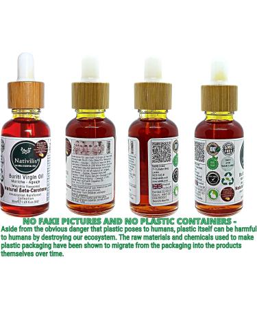 Nativilis Amazonian Buriti Oil (Mauritia flexuosa) Moriche Aguaje Richest source Beta-Carotene Vitamin A 20X More than Carrots emollient rebuild moisturize re-hydrate skin cells - Copaiba - Buy Online on GoSupps.com