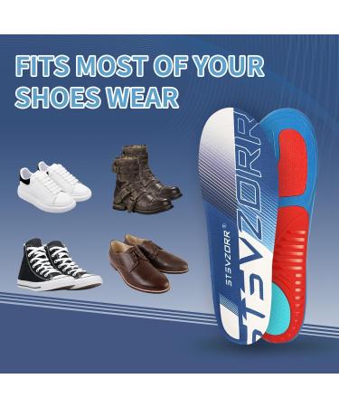STSVZORR Arch Support Insoles for Plantar Fasciitis Relief | Comfortable Orthotics for Men & Women | Ideal for Long Hours Flat Feet & Hiking - Size L (Men 10-11.5 / Women 12-13.5) - Sport Blue - Buy Online on GoSupps.com