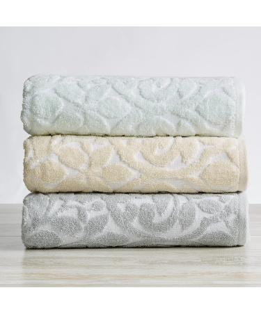 Great Bay Home Cassie Collection 100% Cotton Jacquard Hand Towels, Absorbent & Quick-Dry - White/Grey (4-Pack) - Buy Online on GoSupps.com