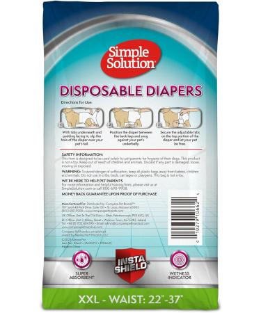 Simple Solution True Fit XXL Dog Diapers for Bitches - Super Absorbent 30 Pack (Waist 55.9 94 cm) - International Shipping Available - Buy Online on GoSupps.com