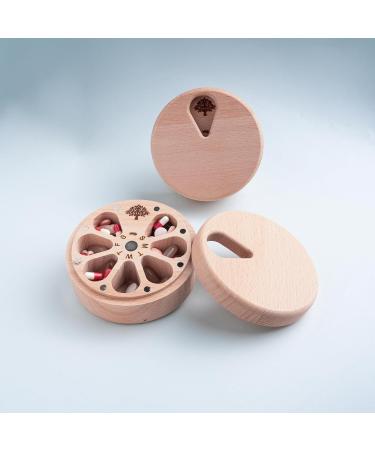 Weekly Pill Box Organizer | 7 Day Portable Pill Case | Cute Wood Design for Medicine & Vitamins | Travel-Friendly Magnetic Pill Organizer - Buy Online on GoSupps.com