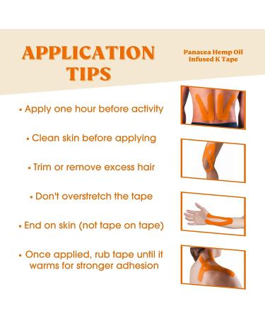 Panacea Hemp Infused Kinesiology Therapeutic Athletic Tape for Rapid Pain Relief - 10 Cut Strips, Long Lasting Relief - Buy Online on GoSupps.com