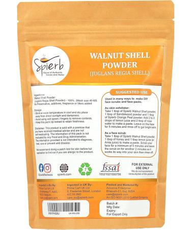 Spierb Walnut Shell Powder 250 gm Make your own handmade Walnut Face Scrub Body Scrub or Soap. Exfoliates Skin Gently Walnut 250 gm - Buy Online on GoSupps.com