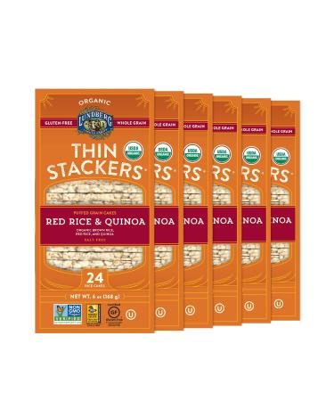 Lundberg Organic Thin Stackers, Red Rice & Quinoa, Salt-Free,Thin Multigrain Rice Cakes, Gluten-Free, Vegan, Healthy Snacks, 6 oz (Pack of 6)