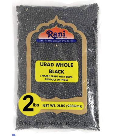 Rani Urid/Urad Whole Black (Matpe Beans with Skin) Indian Lentils 32oz (2lbs) 908g  All Natural | Gluten Friendly | NON-GMO | Vegan | Indian Origin Urad Whole 2 Pound (Pack of 1)