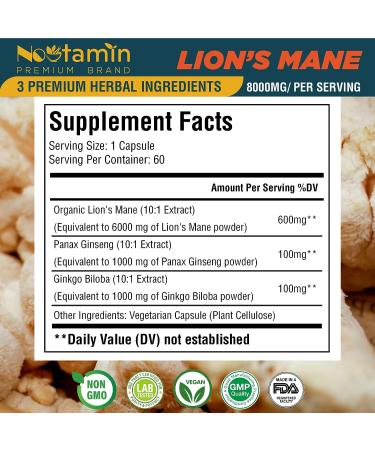 8000mg Lions Mane Mushroom Capsules - Nootropic Brain Boost, Memory & Focus - Buy Online on GoSupps.com