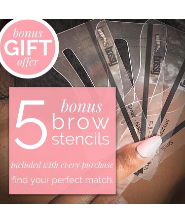 Brows by Bossy Dual-Color Eyebrow Stamp Stencil Kit | 9 Reusable Stencils for Professional Brow Shaping | Waterproof Tint for Instant Long-Lasting Results (Medium Brown/Brown) - Buy Online on GoSupps.com