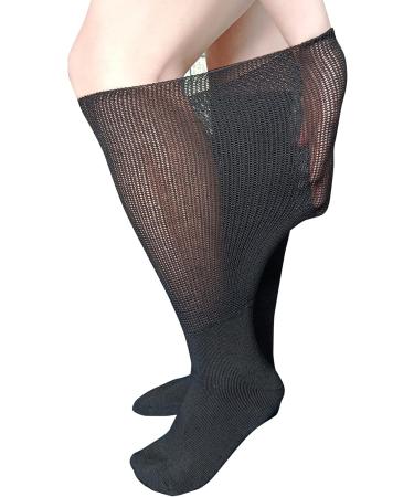 Extra Wide Lymphedema Bariatric Knee High Sock Liners for Air Cam Walkers & Orthopedic Boots - Black 2 Pairs - Unisex Size - Buy Online on GoSupps.com