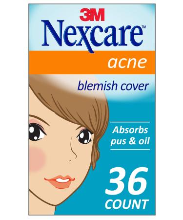 Nexcare Acne Absorbing Cover, Acne Patch, Protective cover for blemishes, Visibly indicates that it is working, 36-count, two sizes Acne Patch 36 Ct