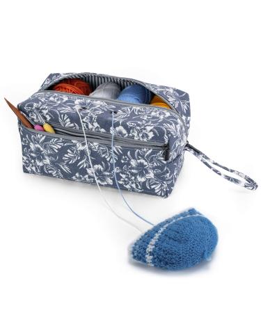 Luxja Yarn Storage Bag, Carrying Knitting Bag for Yarn Skeins, Crochet Hooks, Knitting Needles (up to 10 Inches) and Other Small Accessories (Large, Flowers) Flowers Large(up to 10")