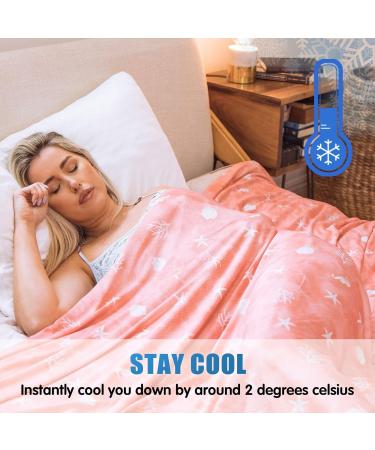 Coastal Theme Cooling Blanket - Lightweight Twin Size 60 x 90 Coral Pink - Keep Body Cool for Hot Sleepers - Breathable Double Sided Cold Effect - Ideal for Night Sweats - Buy Online on GoSupps.com