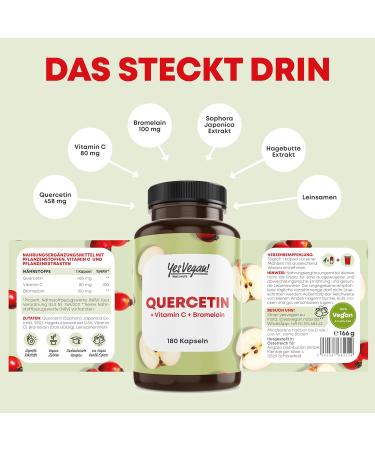 Quercetin High Dose with Vitamin C & Bromelain - Vegan 180 Capsules - Immune Support & Antioxidant - Buy Online on GoSupps.com