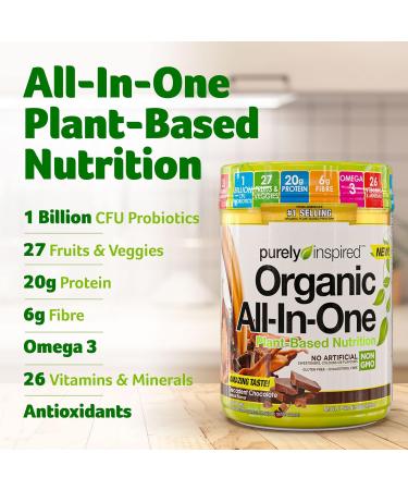 Purely Inspired Meal Replacement Shake Vegan Protein Powder | Purely Inspired Organic All In One | Plant Based Protein Powder for Women & Men | Organic Protein Powder | Vegan Friendly Chocolate (10 Servings) - Buy Online on GoSupps.com