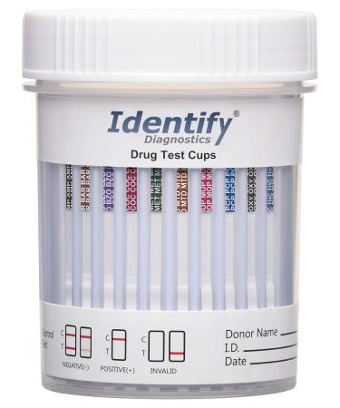 5 Pack Identify Diagnostics 10 Panel Drug Test Cup - Testing Instantly for 10 Different Drugs THC, COC, OXY, MOP, AMP, BAR, BZO, MET, MTD, PCP ID-CP10 (5)