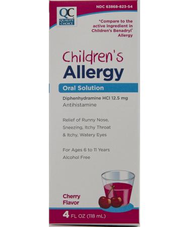 Children's Allergy Relief Liquid Oral Solution | Diphenhydramine HCl | Cherry Flavor | 4 Fl. Oz - Buy Online on GoSupps.com