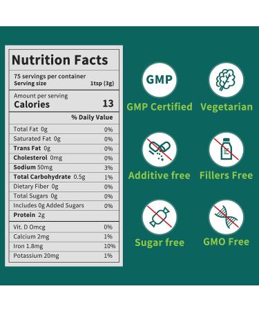 Chlorella Powder Natural- Chlorophyll Powder Supports Immune System & Liver Function Keep Youth Vegan Rich in Vegan Protein and Vitamins 8 oz. 8 Ounce (Pack of 1) - Buy Online on GoSupps.com