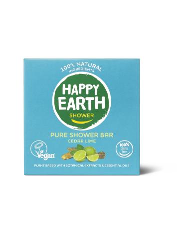 HAPPY EARTH Happy Earth Shower Soap - For Men & Women - Shower Soap Block - 100% Natural Ingredients & Vegan - Cedar Lime - 90g