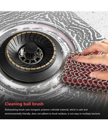 Dewedrt Cast Iron Skillet Cleaner 316 Stainless Steel Chainmail Cleaning Scrubber Silicone Scrubber for Kitchen Cookware - Buy Online on GoSupps.com