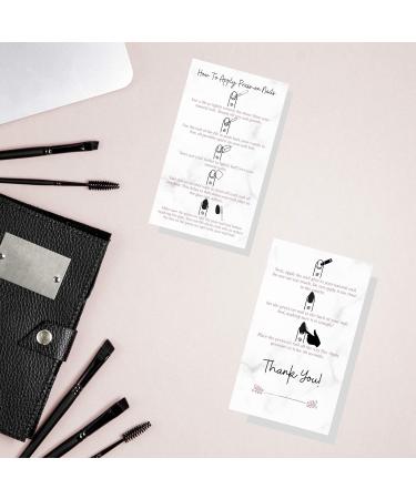 Press-On Nail Application Cards | 50 Pack | DIY Nail Kit Instructions | Marble & Rose Gold Design - Buy Online on GoSupps.com