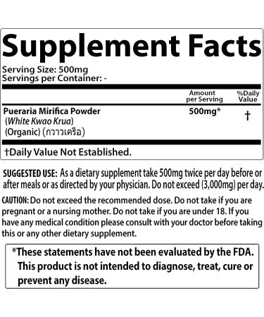 Pueraria Mirifica White Kwao Krua Kao 100g Powder for Breast Enhancement | Imported from Thailand | Organic Non GMO Gluten Free Supplement - Buy Online on GoSupps.com