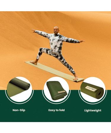 JadeYoga Voyager Yoga Mat - Lightweight Natural Rubber Portable Fitness Mat - Olive Green - Non-Slip for Home or Gym - Buy Online on GoSupps.com