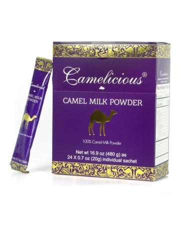 Camel Milk Powder Camelicious 480g Box US Edition(24 Packets x 20g each) Non-GMO, Gluten Free Low Lactose Alternative Dry Milk Powder - Flash Pasteurized Powdered Camel Milk Longer Shelf Life