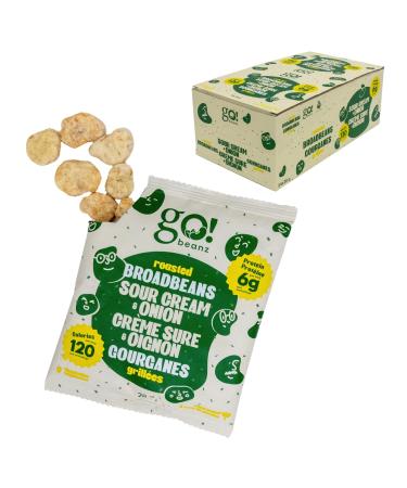 GoBeanz Crunchy Roasted Broadbeans by Jimmy Sevigny | Sour Cream & Onion | High Protein Snack | Low Calorie & Low in Sodium | Single Serve 24 Packs x 28g